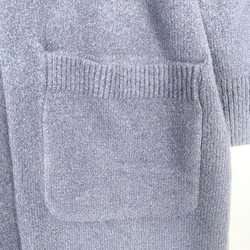 NWT LOFT Cardigan Sweater Womens Medium Blue Duster Long Open Front Knit Pockets - Picture 2 of 13